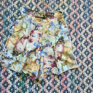 Size XS Vintage silk shorts, abstract, vintage High waisted shorts, pleated